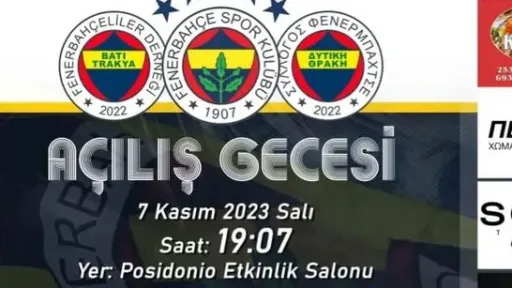 Western Thrace Fenerbahce Association to organise opening night