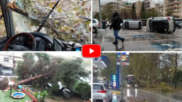 Storm hits Xanthi: trees, cars overturned