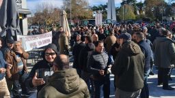 Farmers demonstrating in Komotini town square address Athens
