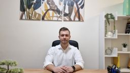 Speech and Language Therapist Cemali Kabur opens his office