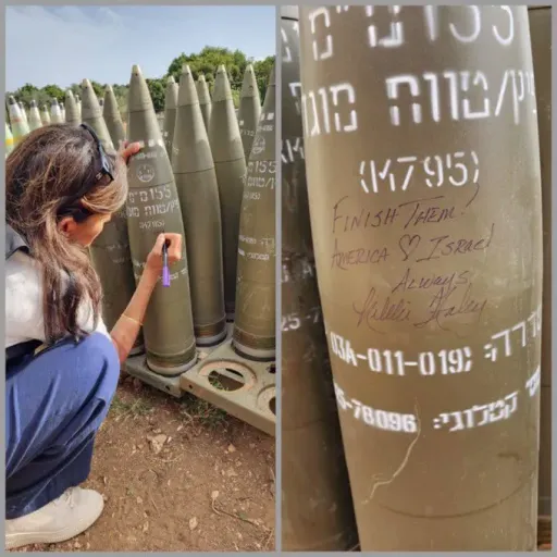 US politician Haley writes 'finish them' on Israeli shell for Gaza
