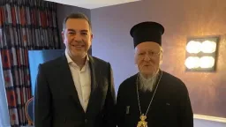 Former Prime Minister Alexis Tsipras meets Patriarch Bartholomew in Strasbourg
