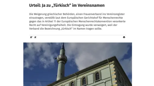 German-language news portal in Italy reports on ECHR ruling regarding İskeçe Turkish Women’s Cultural Association