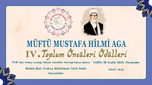 İskeçe Mufti’s office to hold fourth “Mufti Mustafa Hilmi Ağa Community Leaders Awards”