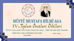 İskeçe Mufti’s office to hold fourth “Mufti Mustafa Hilmi Ağa Community Leaders Awards”
