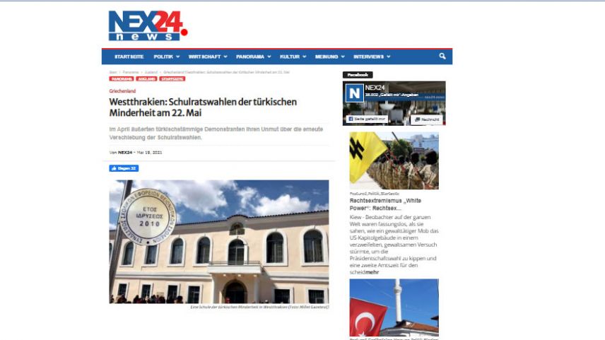 Reaction by racist Greeks to NEX24.news' "Turkish Minority" news