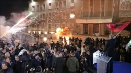 Molotov cocktail thrown at Albanian PM’s office during protest