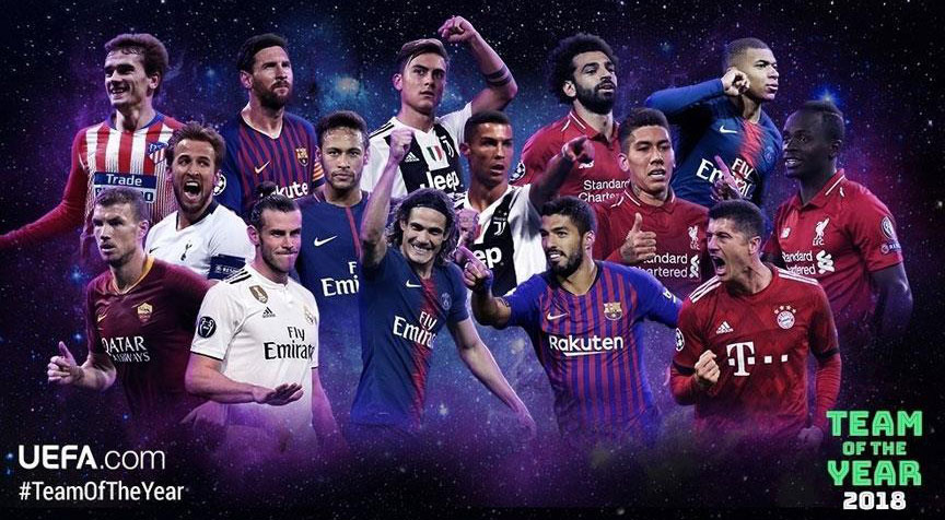 UEFA nominates 50 players for team of year