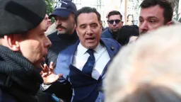 Greek Health Minister Georgiadis faces protest during hospital visit in Athens