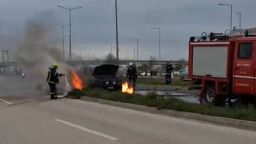 Vehicle fire breaks out on Dedeağaç–Ferecik road, no injuries reported