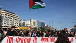 Israeli cruise ship’s arrival at port near Athens protested by pro-Palestine activists