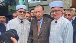 Western Thrace Thrace Muftis meet president Erdoğan at Selimiye Mosque reopening ceremony in Edirne