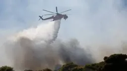 Firefighting helicopter crashes into Aoos Springs Lake, crew rescued