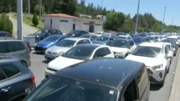Long queues at Evzoni border crossing as biometric checks suspended