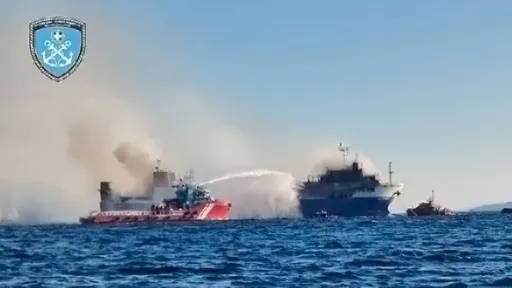 Fire subsides aboard vehicle ferry north of Mykonos