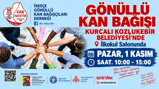 Voluntary blood donation campaign to be held in Kurcalı on 1 November