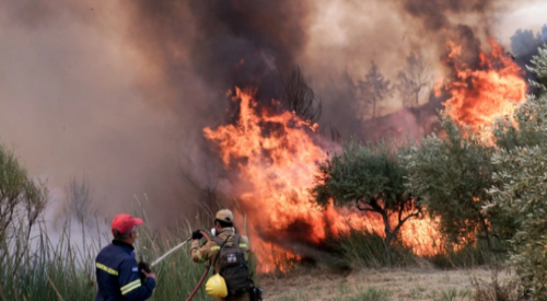 Wildfire erupts on Samos Island