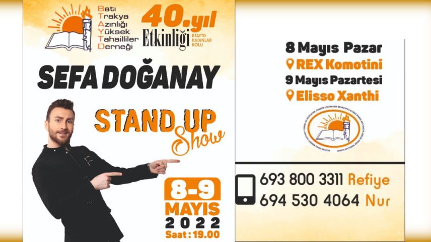 Turkish comedian to perform in İskeçe and Gümülcine