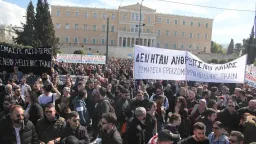 Large Athens rally over Tempi rail disaster concludes; public services on 24-hour strike