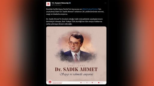 Turkish Ministry of Foreign Affairs issues a commemoration message for Dr Sadık Ahmet