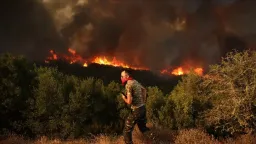 9th day of forest fires in Greece