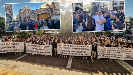 The protest action in front of Xanthi Turkish Minority Secondary School and High School continues